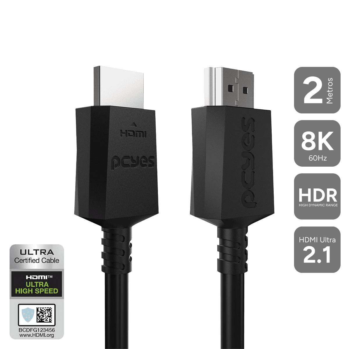 Cabo HDMI PCYES Ultra 2.1 8K 144Hz Nylon 1 Metro PHU21P