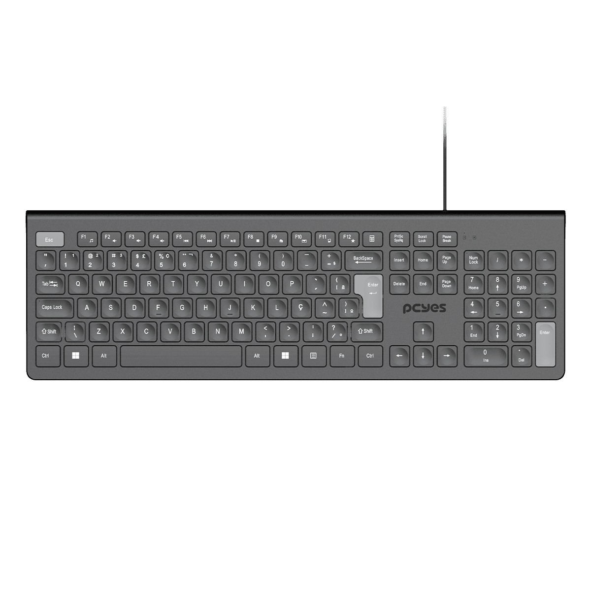 Teclado PCYES USB Soft ABNT2 Full Size com Teclas Multimídia PTOSF2AB