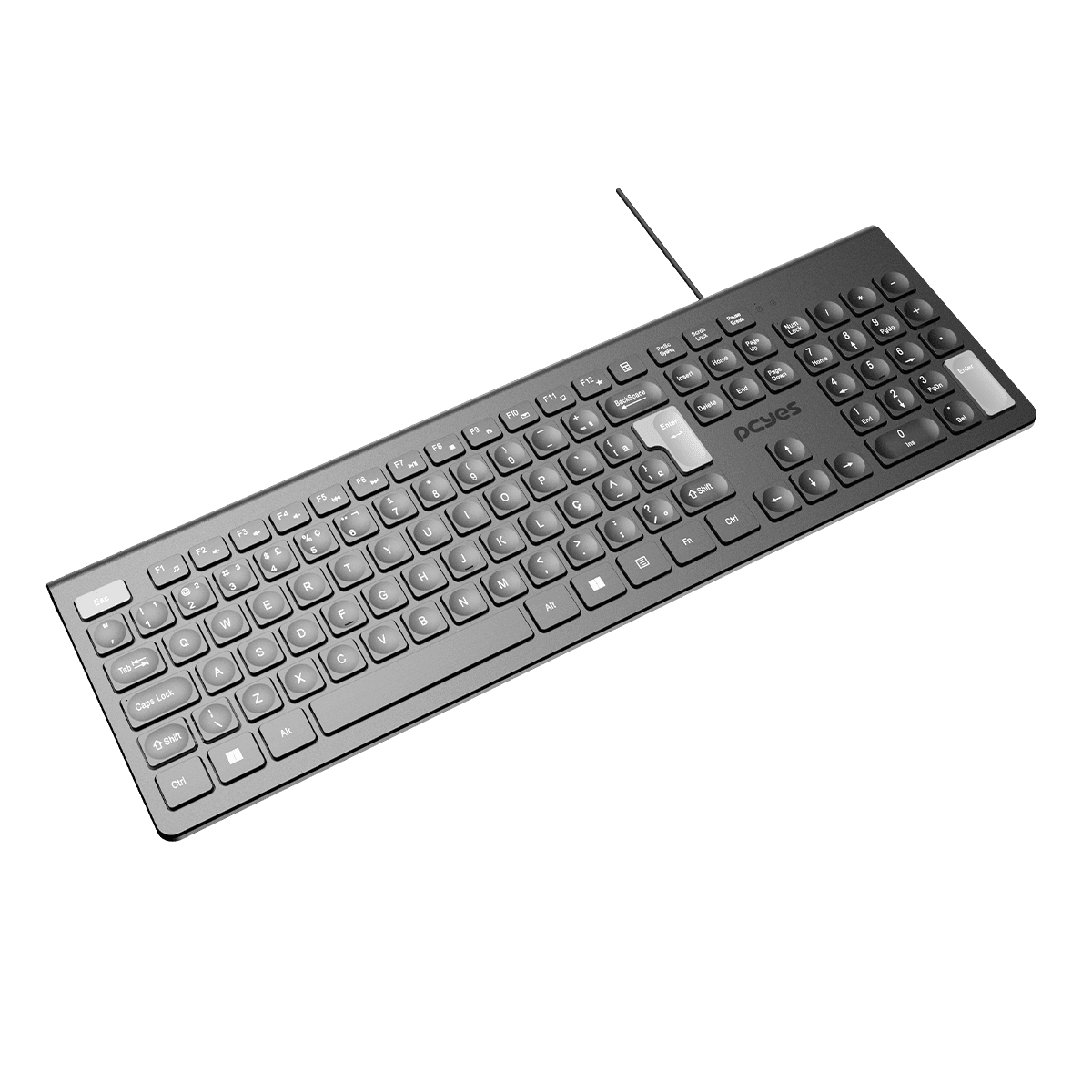 Teclado PCYES USB Soft ABNT2 Full Size com Teclas Multimídia PTOSF2AB detalhe