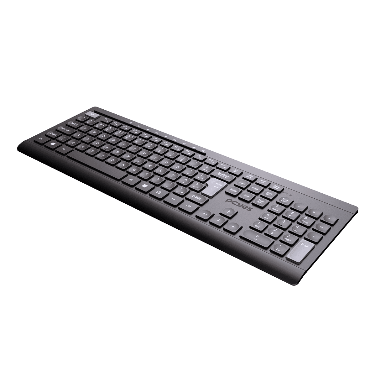 Teclado Sem PCYES Fio Soft ABNT2 2.4GHz 9 Teclas Multimídia PTOSFWAB detalhe