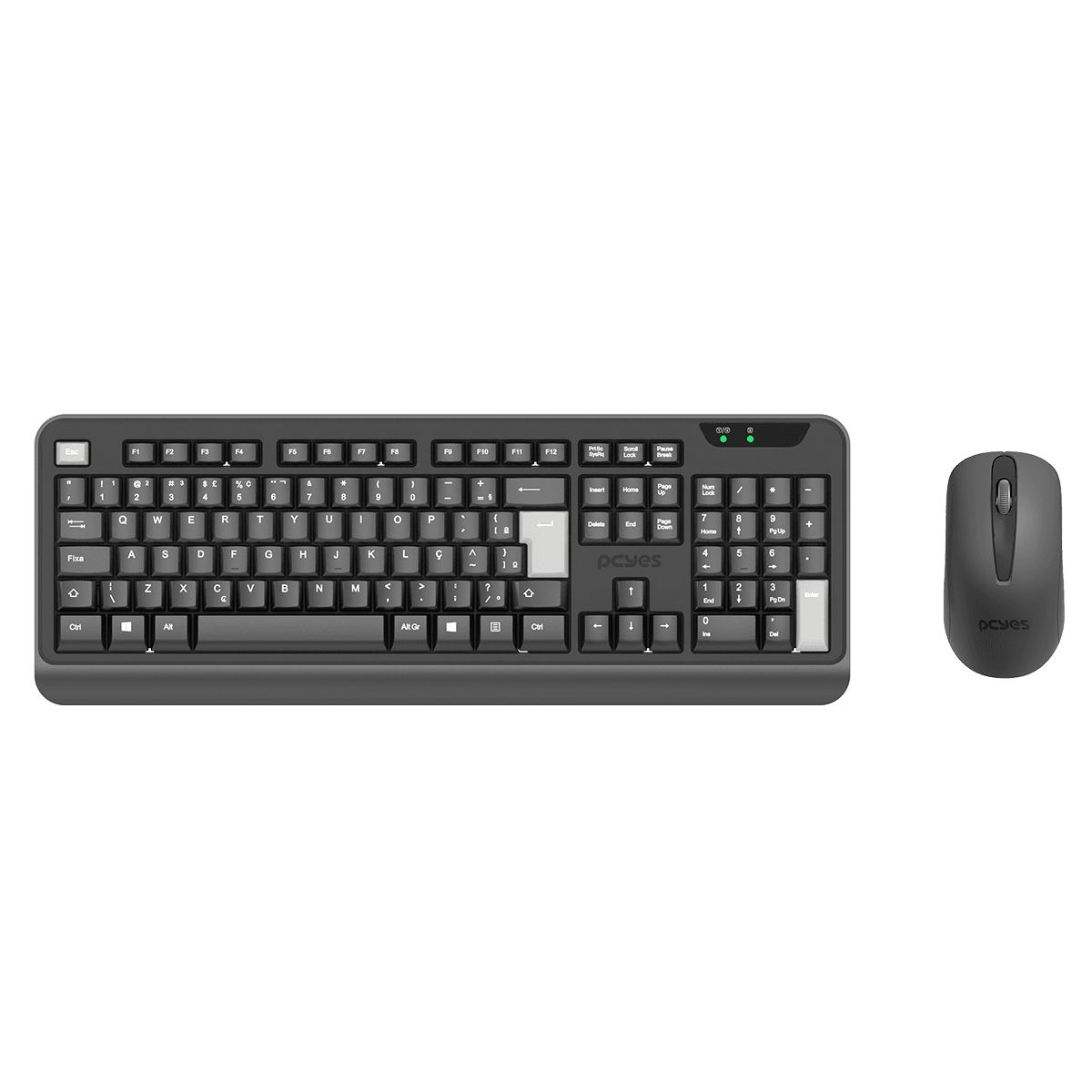 Kit com Teclado e Mouse Sem Fio Comfort PCYES ABNT2 2.4GHz 1200DPI Ergonômico PCOCWAB