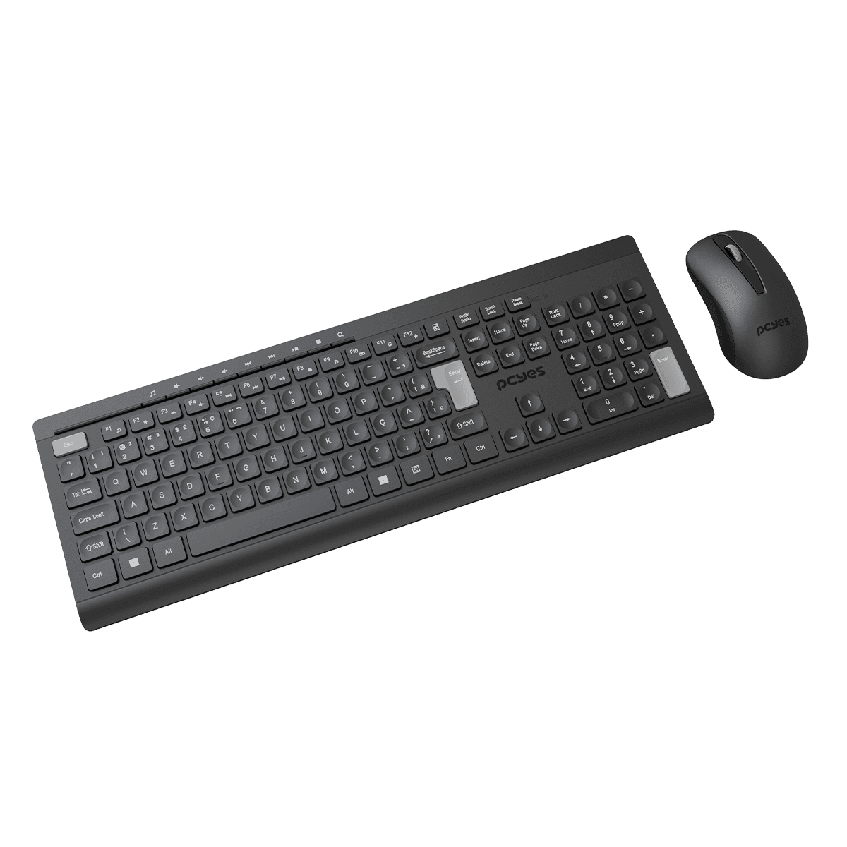 Kit com Teclado e Mouse Sem Fio Soft PCYES ABNT2 2.4GHz 1200DPI Multimídia PCOSFWAB em destaque