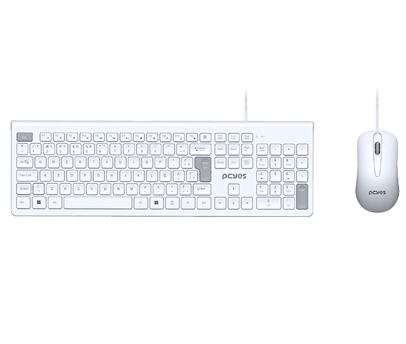 Kit com Teclado e Mouse PCYES Soft Branco PCOSF2W
