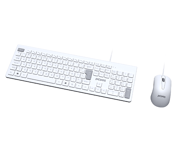 Kit com Teclado e Mouse PCYES Soft Branco PCOSF2W detalhe