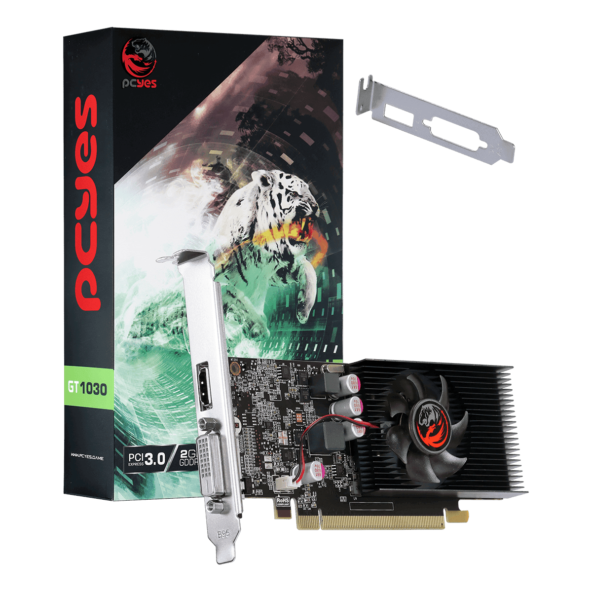 Placa de Vídeo PCYES GPU NVIDIA GeForce GT 1030 2GB GDDR5 64-bit Low Profile PA1030GTG5LP