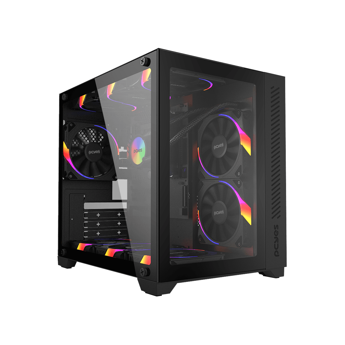 Gabinete Gamer PCYES Forcefield Black Vulcan Vidro Temperado 