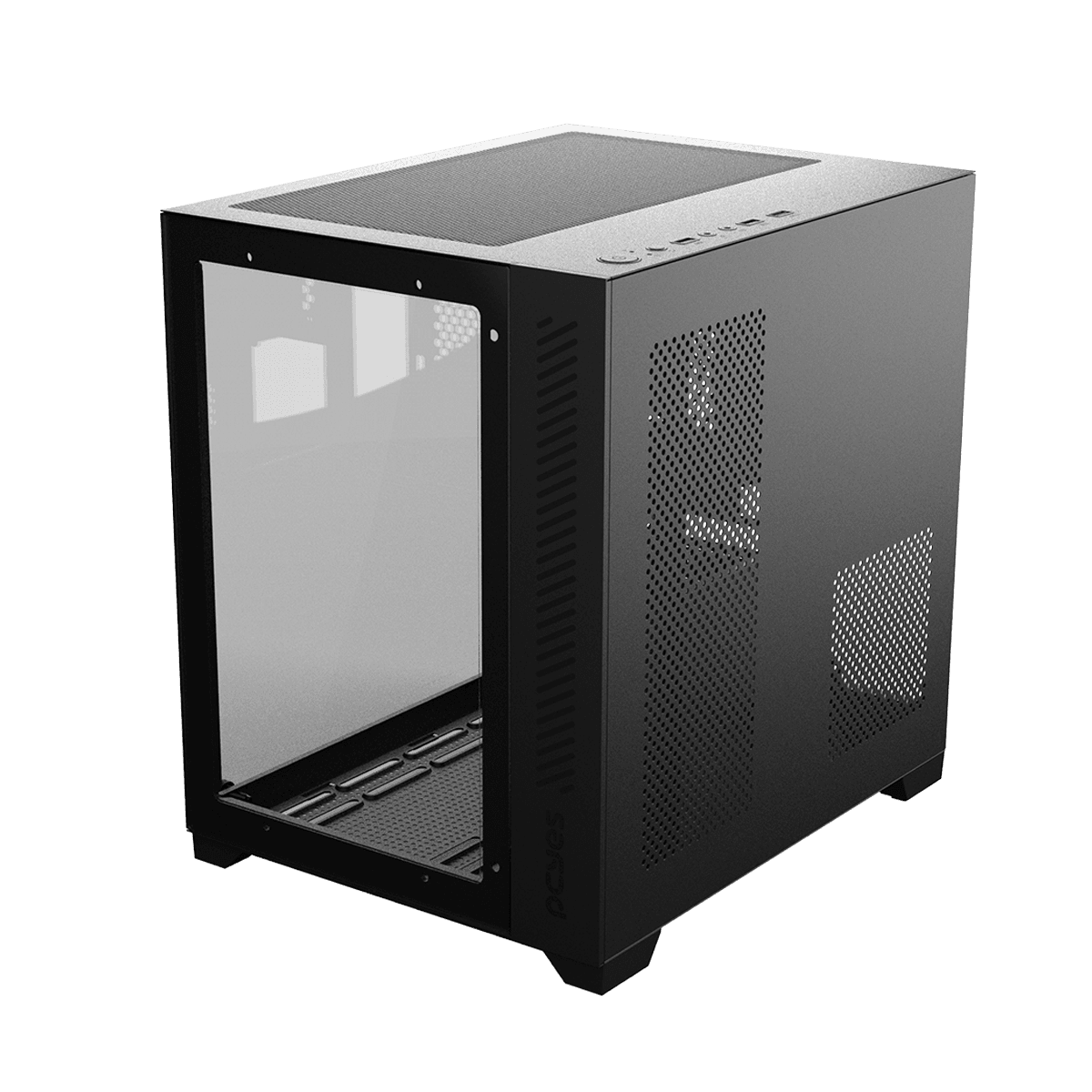 Gabinete Gamer PCYES Forcefield Black Vulcan Vidro Temperado  detalhe
