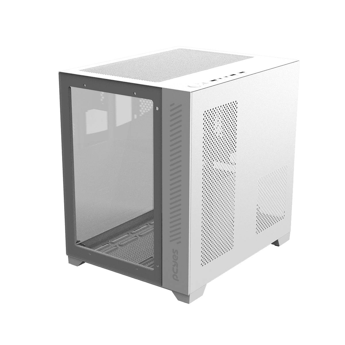 Gabinete Gamer PCYES Forcefield White Ghost Vidro Temperado detalhe