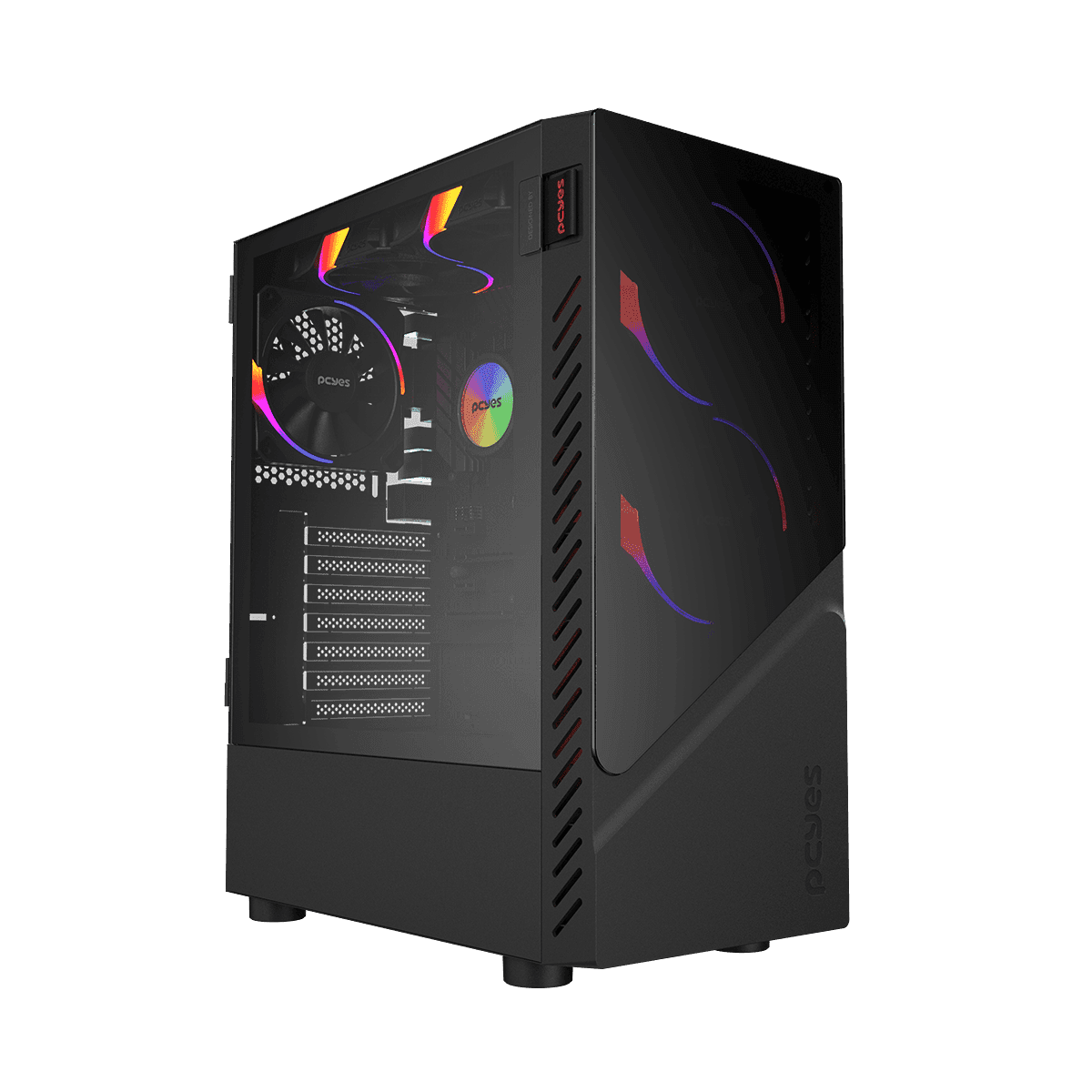 Gabinete Gamer Set Black Vulcan com Vidro Temperado Mid Tower PCYes