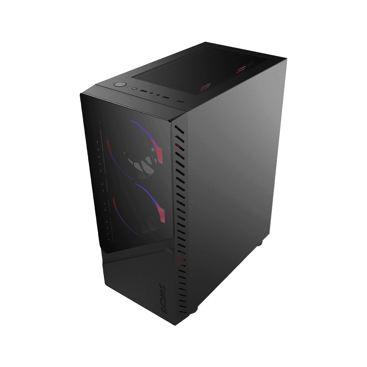Gabinete Gamer Set Black Vulcan com Vidro Temperado Mid Tower PCYes detalhe