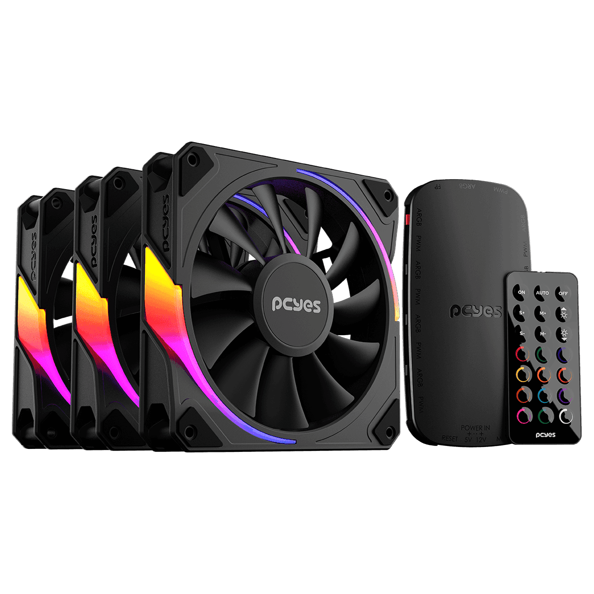 Kit Cooler Fan PCYES Sangue Frio 3 ARGB Black Vulcan 120mm K3ARGBSF3BR