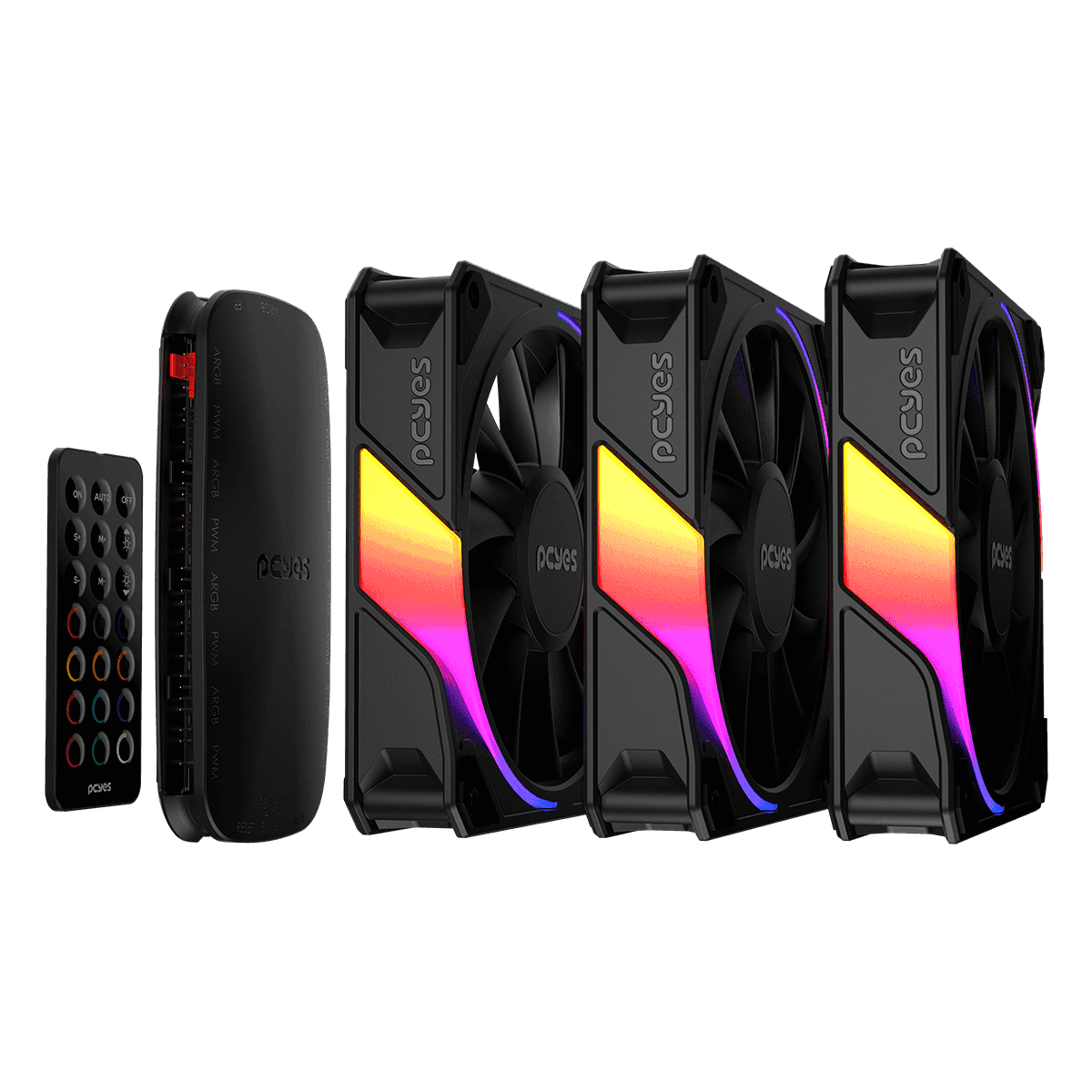 Kit Cooler Fan PCYES Sangue Frio 3 ARGB Black Vulcan 120mm K3ARGBSF3BR em destaque