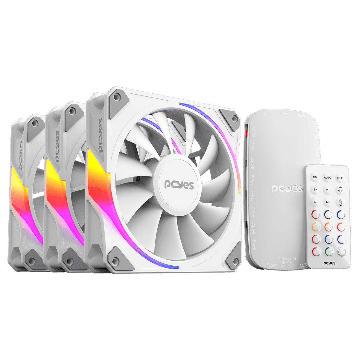 Kit Cooler Fan PCYES Sangue Frio 3 ARGB White Ghost 120mm K3ARGBSF3WGBR