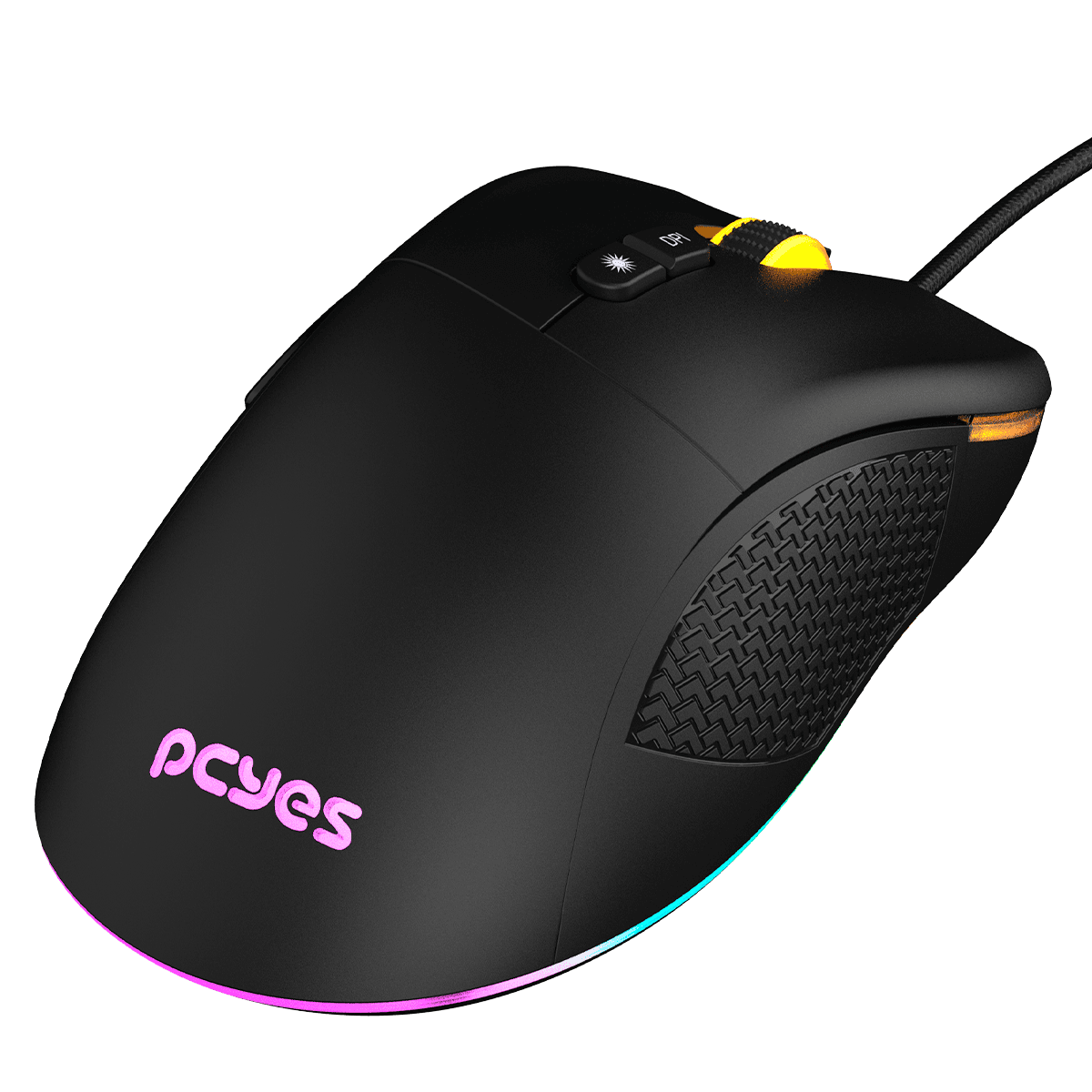 Mouse PCYES Gamer Gaius RGB 12400DPI 6 Botões PMGGBV detalhe