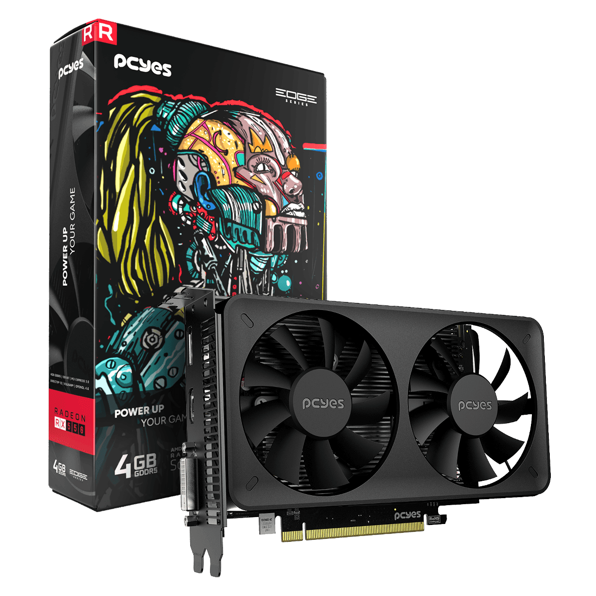 Placa de Vídeo PCYES GPU AMD Radeon RX 550 4GB GDDR5 128-bit Edge Dual Fan PVEX5504GBDF
