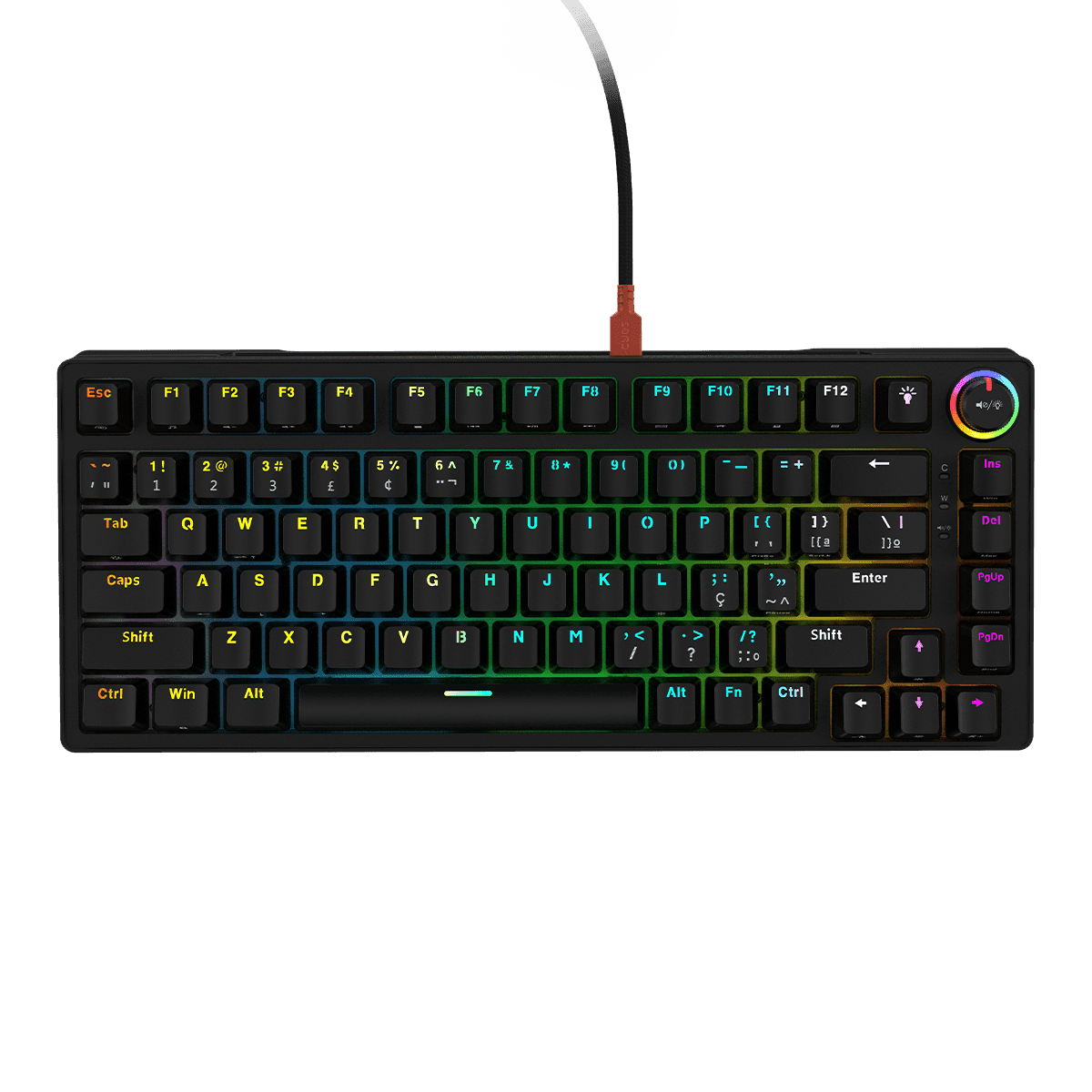 Teclado Mecânico PCYES 75% Rasec Gasket Mount Gateron Brown RGB ABNT2 TWGBRRGB