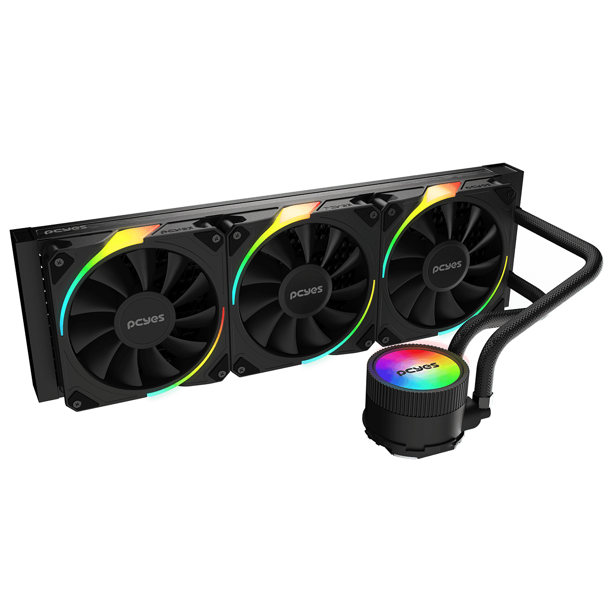 Water Cooler PCYES Sangue Frio 3 ARGB Black Vulcan 360mm TDP 350W (ARGBSF3360BR) em destaque