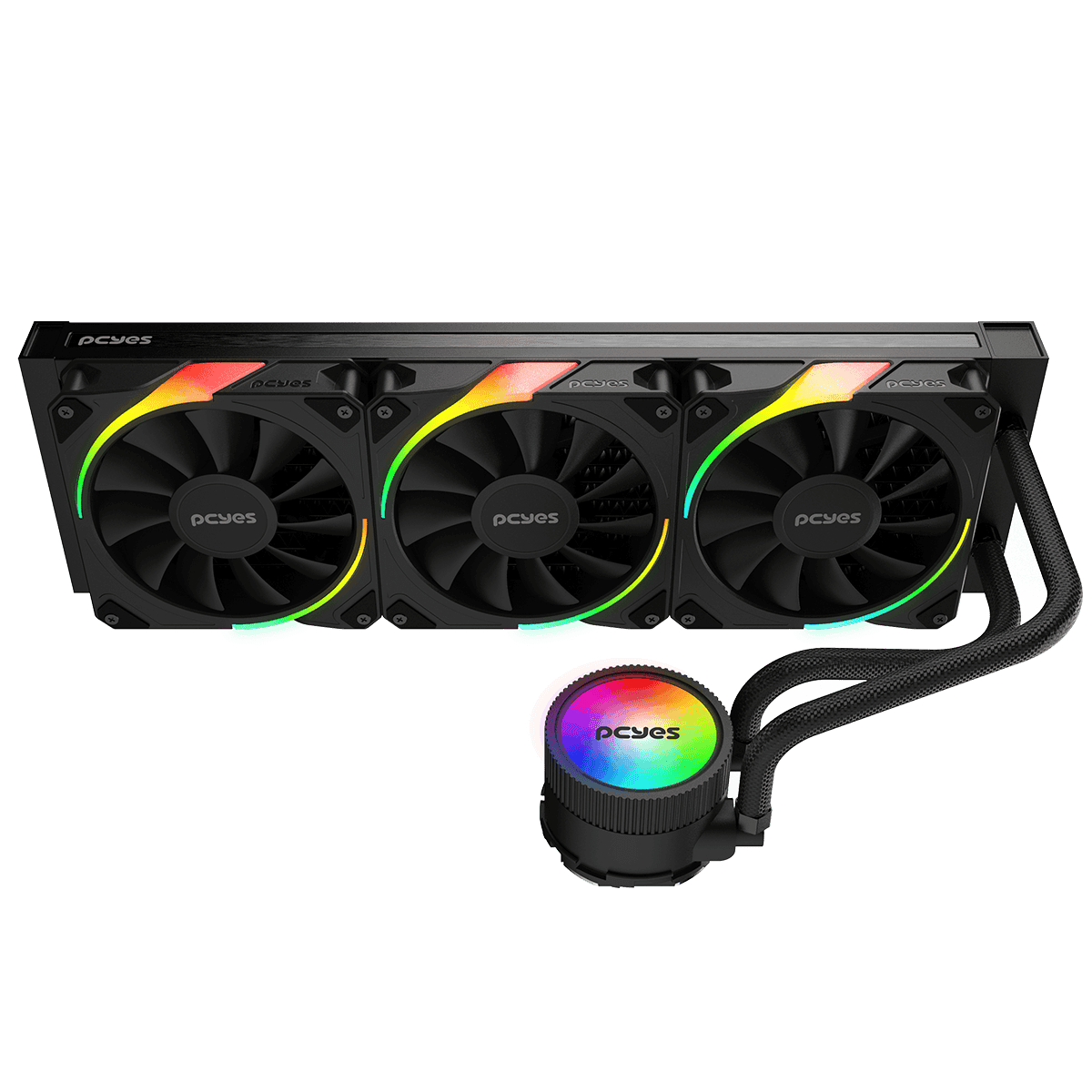 Water Cooler PCYES Sangue Frio 3 ARGB Black Vulcan 360mm TDP 350W (ARGBSF3360BR) detalhe