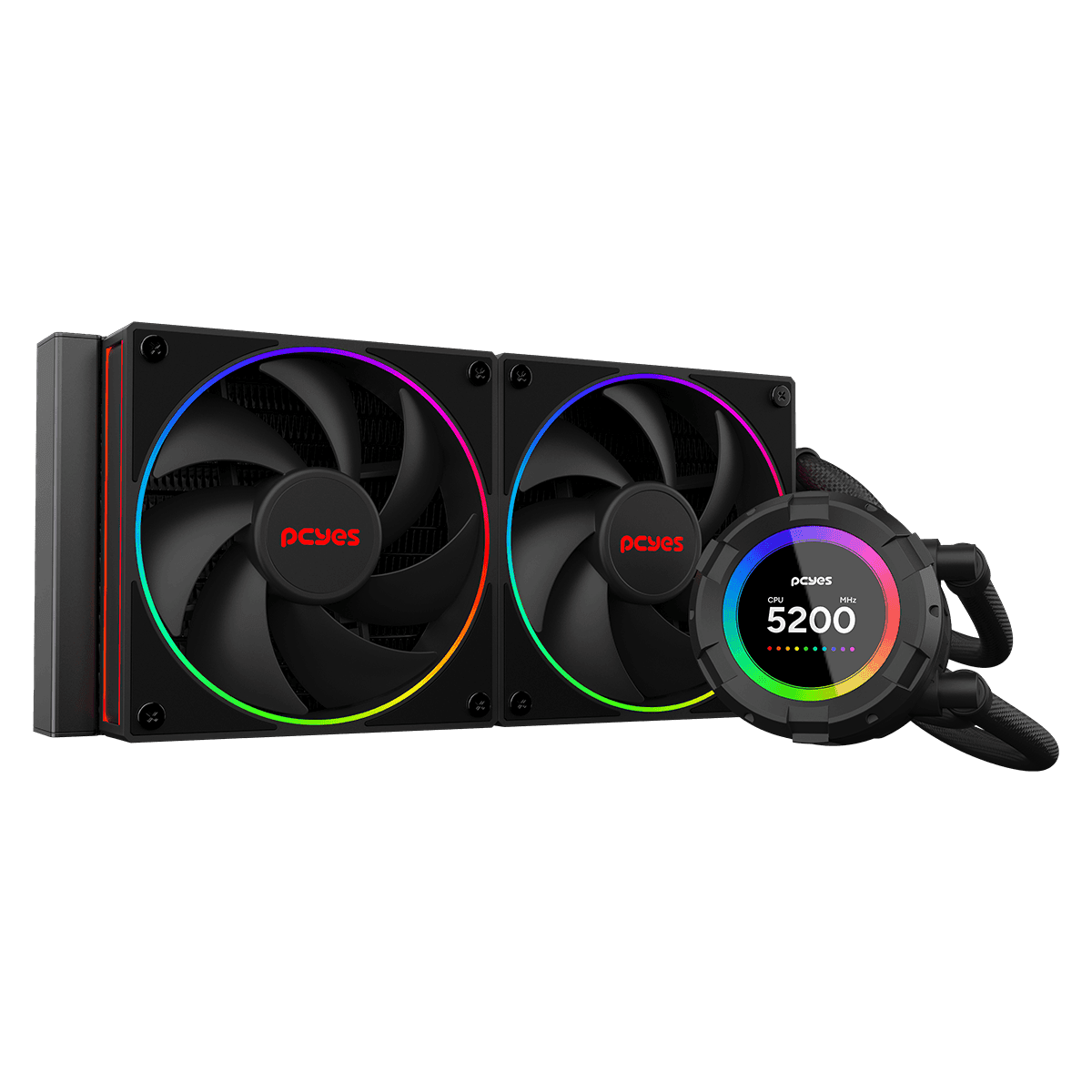 Water Cooler PCYES Vision 240mm Black Vulcan LCD 2,1" VS240BV