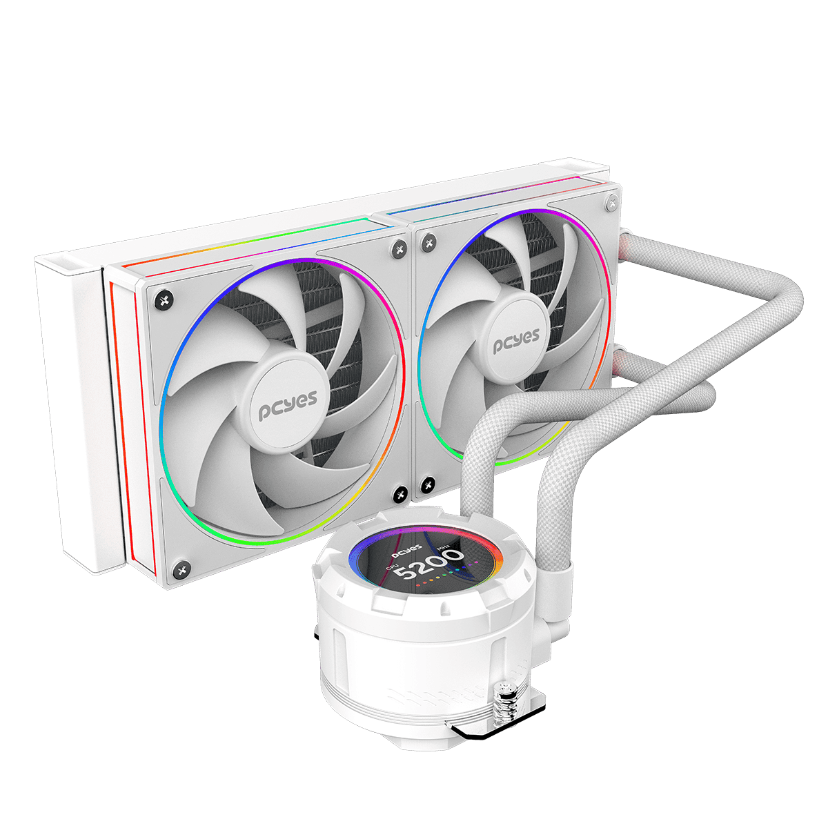 Water Cooler PCYES Vision White Ghost 240mm LCD 2,1" VS240WG em destaque