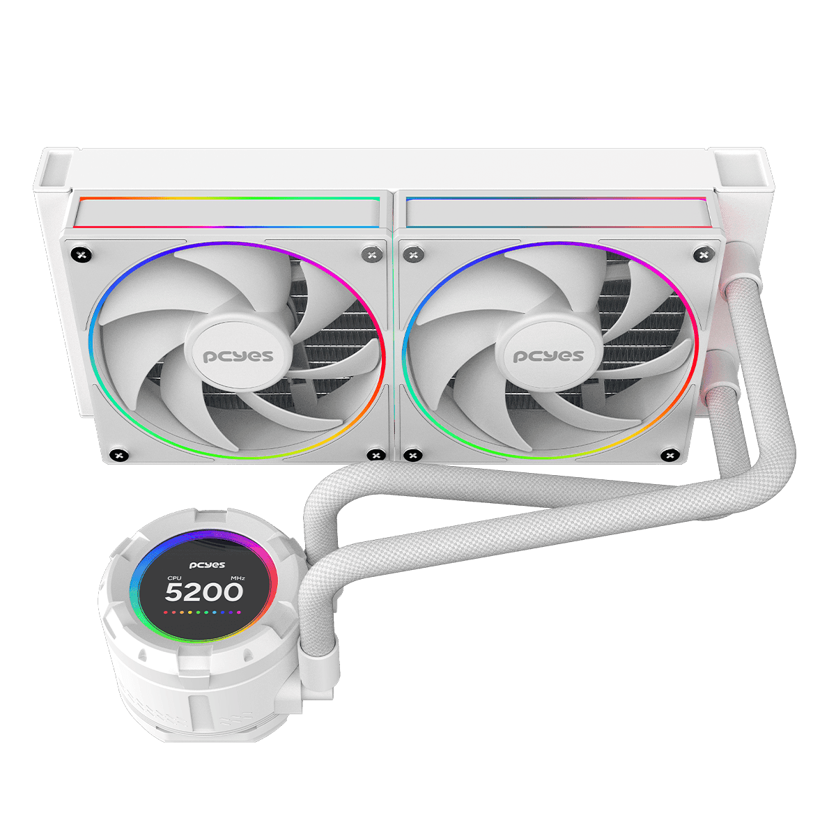 Water Cooler PCYES Vision White Ghost 240mm LCD 2,1" VS240WG detalhe