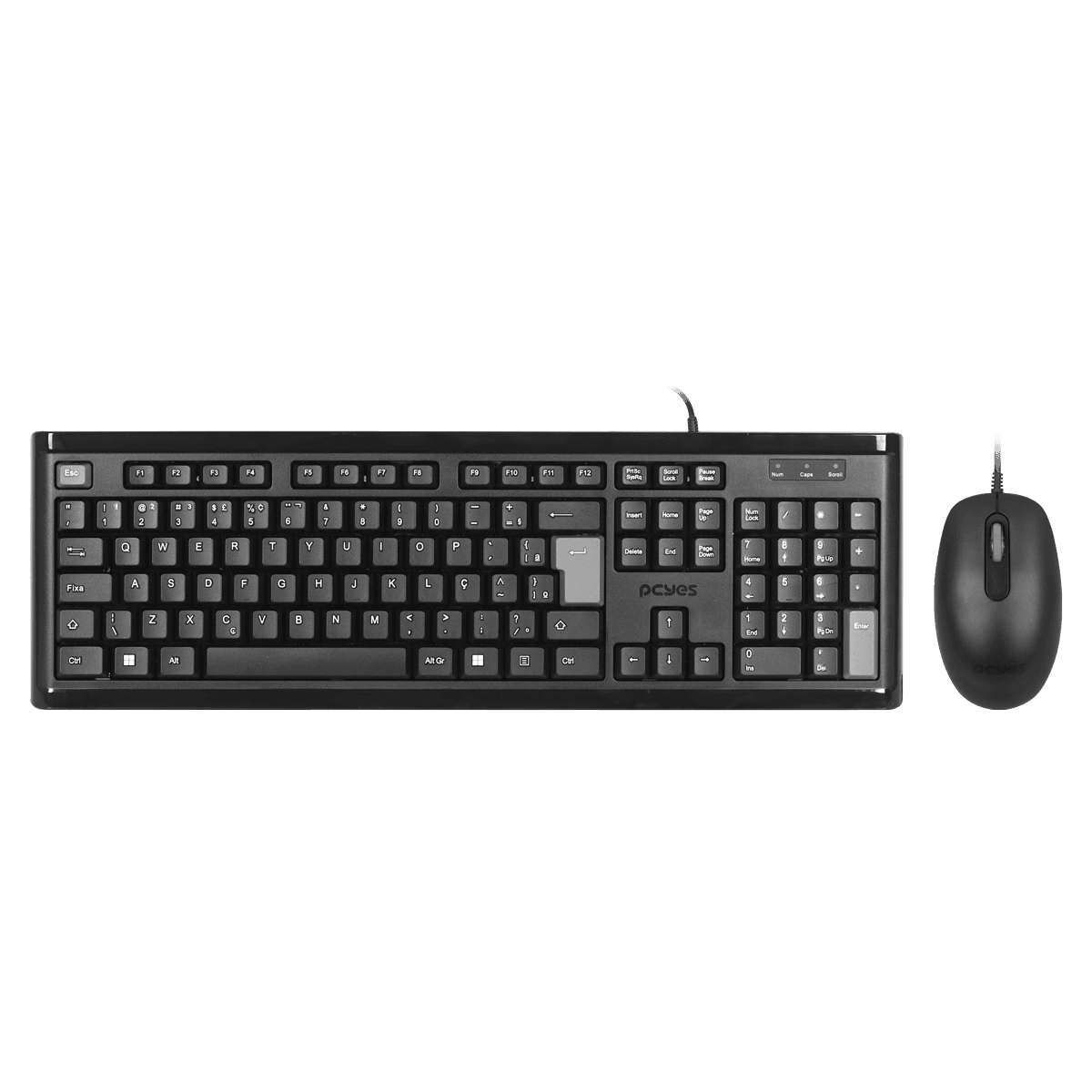 Kit com Teclado e Mouse USB Classic PCYES ABNT2 1000DPI Cabo 2m KCBK