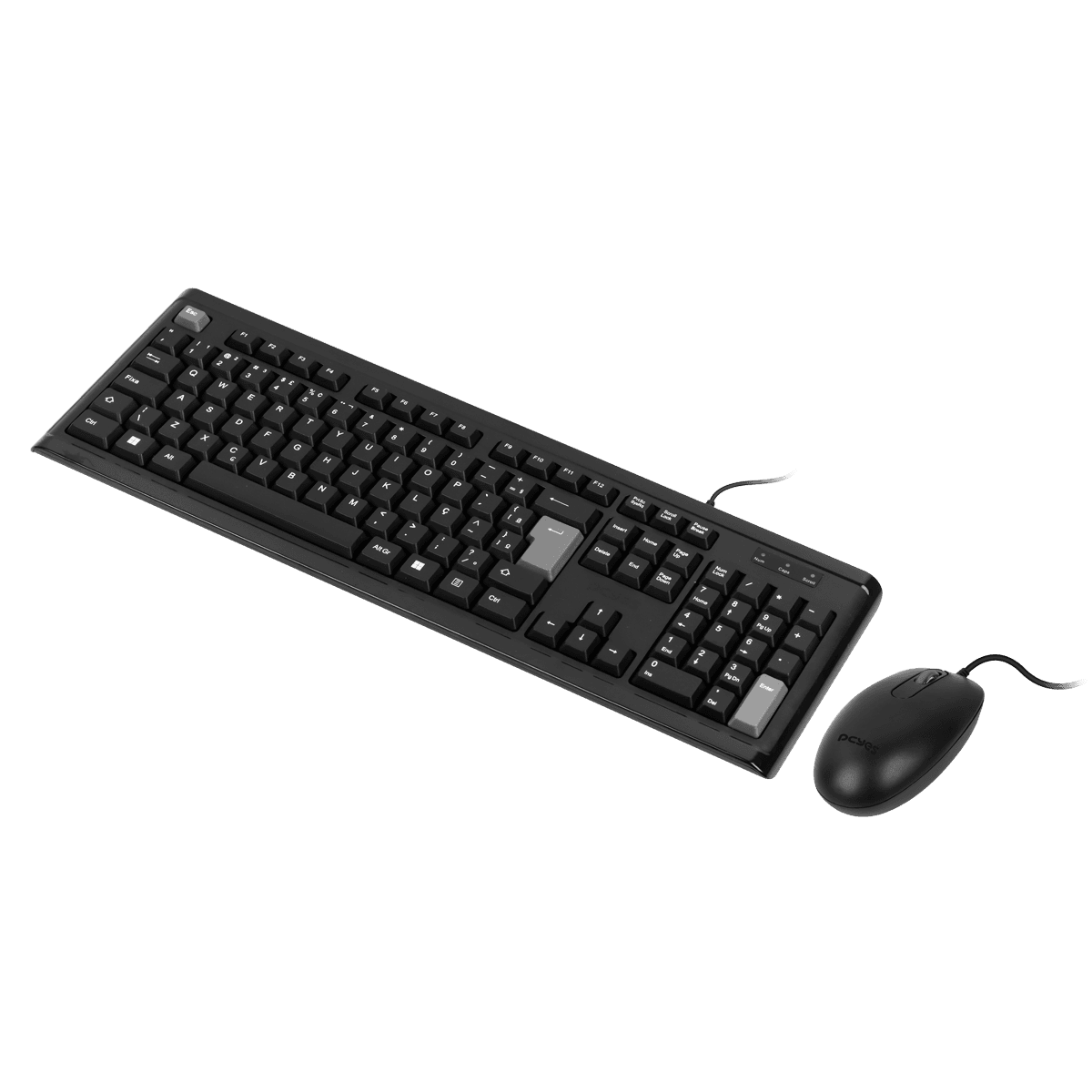 Kit com Teclado e Mouse USB Classic PCYES ABNT2 1000DPI Cabo 2m KCBK em destaque