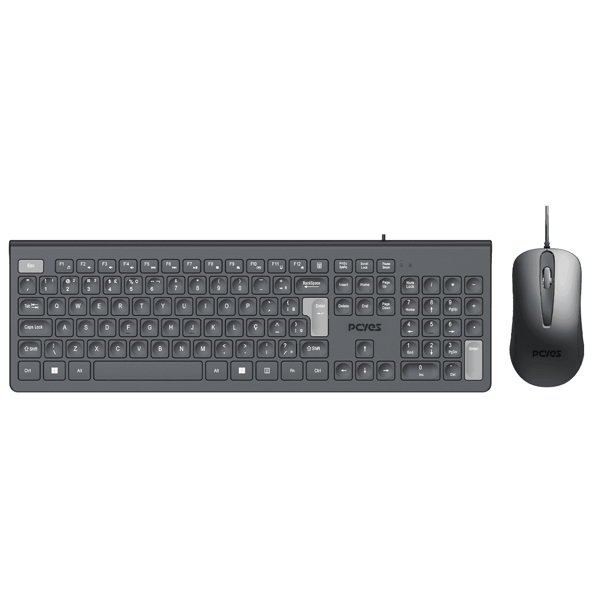 Combo Teclado e Mouse USB PCYES Soft Preto ABNT2 1000 DPI CMBSFBK