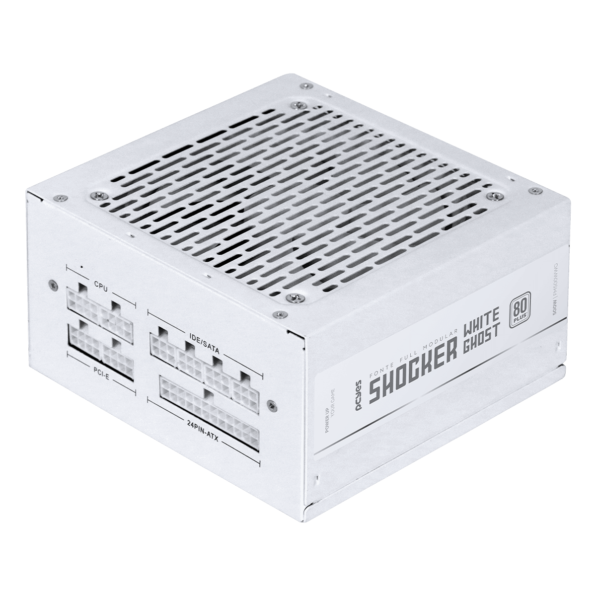 Fonte PCYES Gamer Shocker 500W Full Modular 80Plus White Ghost FM500WWG em destaque