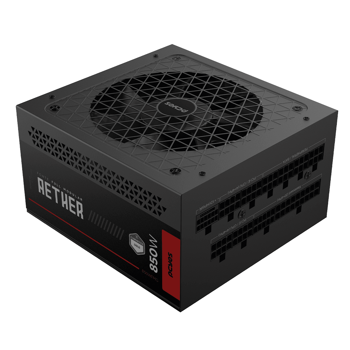 Fonte PCYES Gamer Aether 850W Full Modular Gold PCIe 5.0 ATX 3.1 850WFMG em destaque