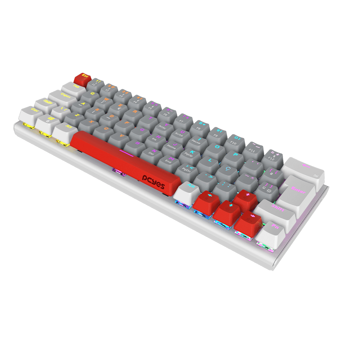 Teclado Mecânico PCYES Kuromori White Ghost Blue Switch LED Rainbow PTKMWG60BL detalhe