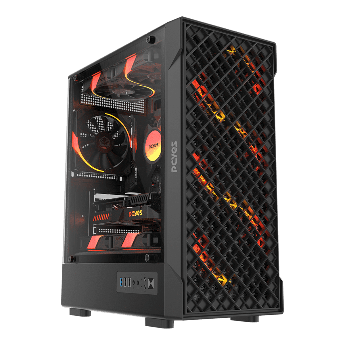 Gabinete Gamer PCYES Velyr Black Vulcan Vidro Temperado