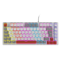 Teclado Mecânico 75% Kirin PCYES White Ghost Red Switch LED Rainbow PTKRWG75RD 1