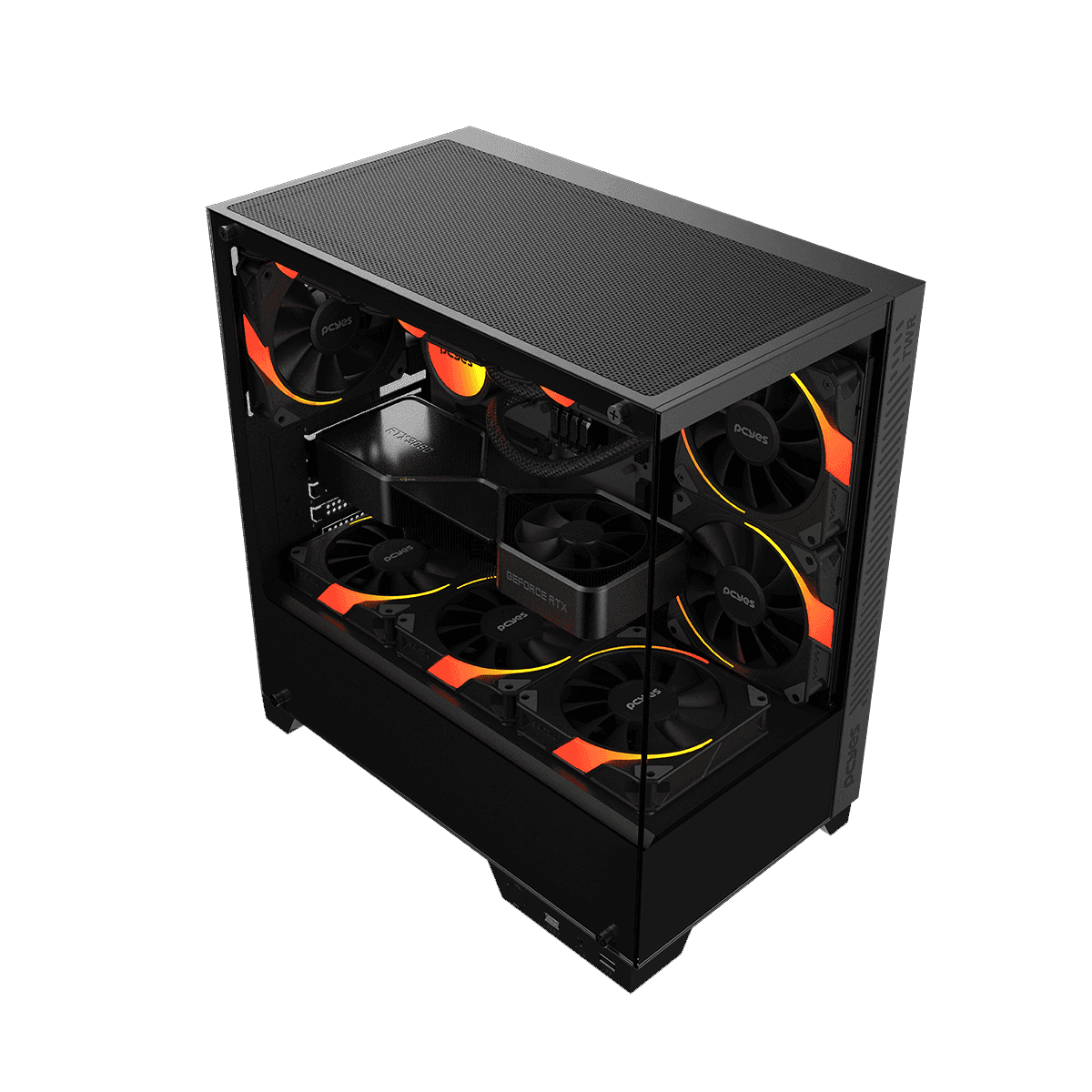 Gabinete Gamer Forcefield TWR Black Vulcan PCYes detalhe