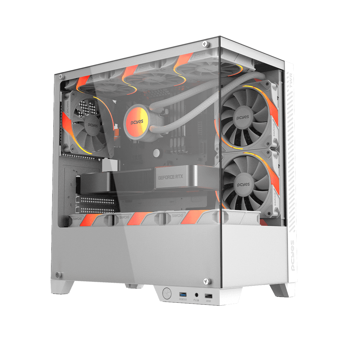 Gabinete Gamer PCYES Forcefield TWR White Ghost Vidro Temperado