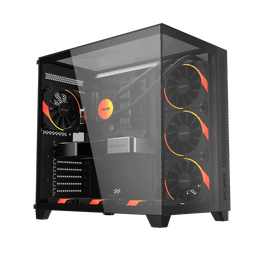 Gabinete Gamer PCYES Forcefield Max Black Vulcan Vidro Temperado 1
