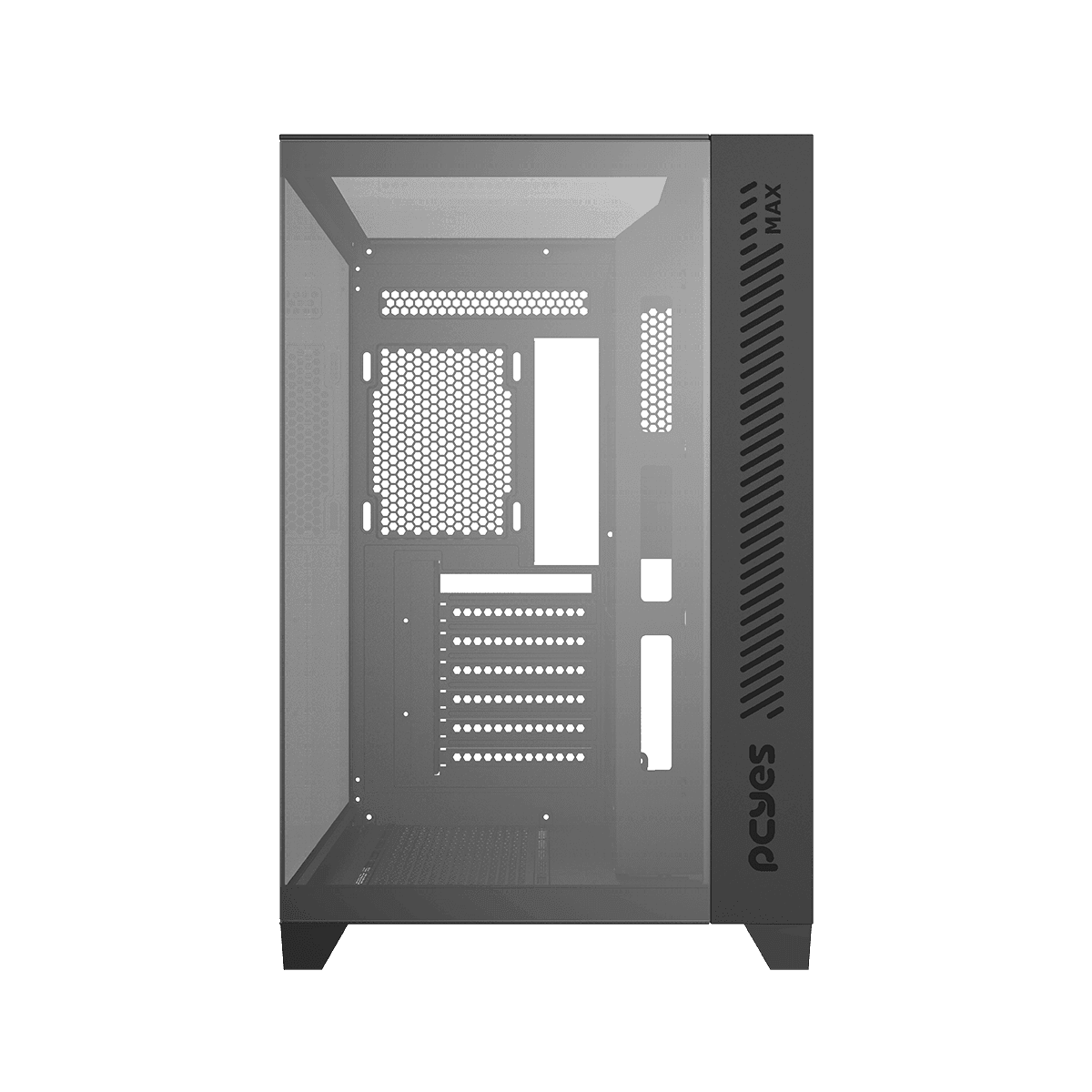Gabinete Gamer PCYES Forcefield Max Black Vulcan Vidro Temperado em destaque