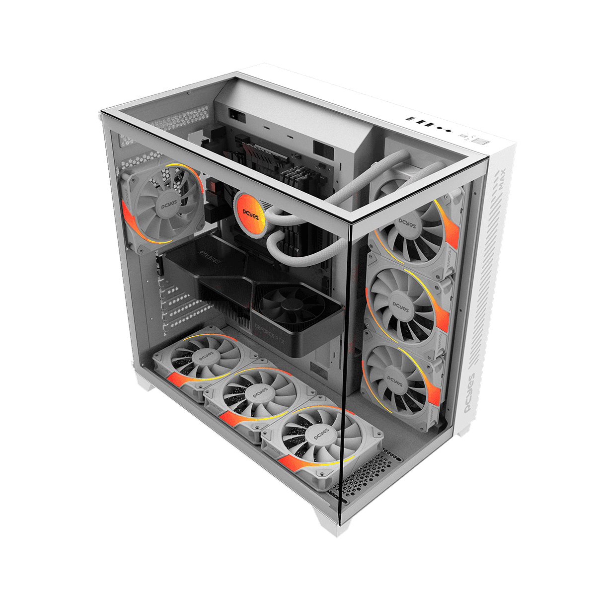 Gabinete Gamer PCYES Forcefield Max White Ghost GFFMAXWG detalhe