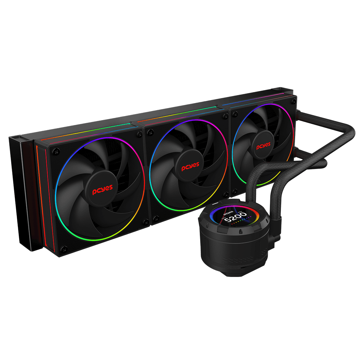 Water Cooler PCYES Vision 360mm Black Vulcan LCD 2,1" VS360BV em destaque