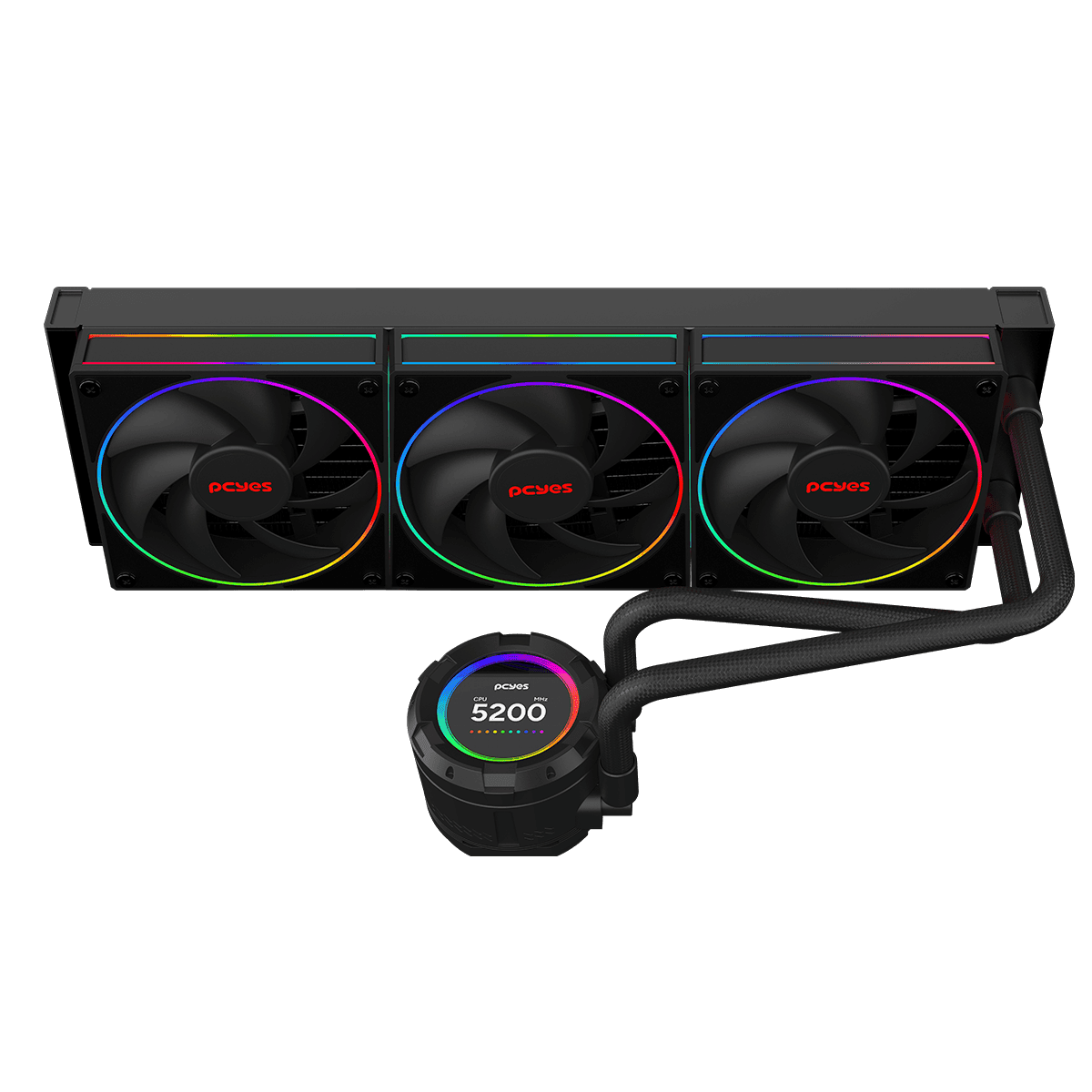 Water Cooler PCYES Vision 360mm Black Vulcan LCD 2,1" VS360BV detalhe