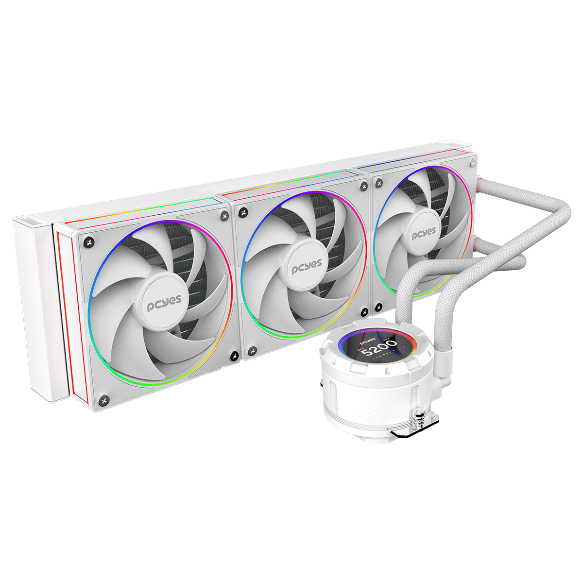 Water Cooler PCYES Vision 360mm White Ghost LCD 2,1" VS360WG em destaque