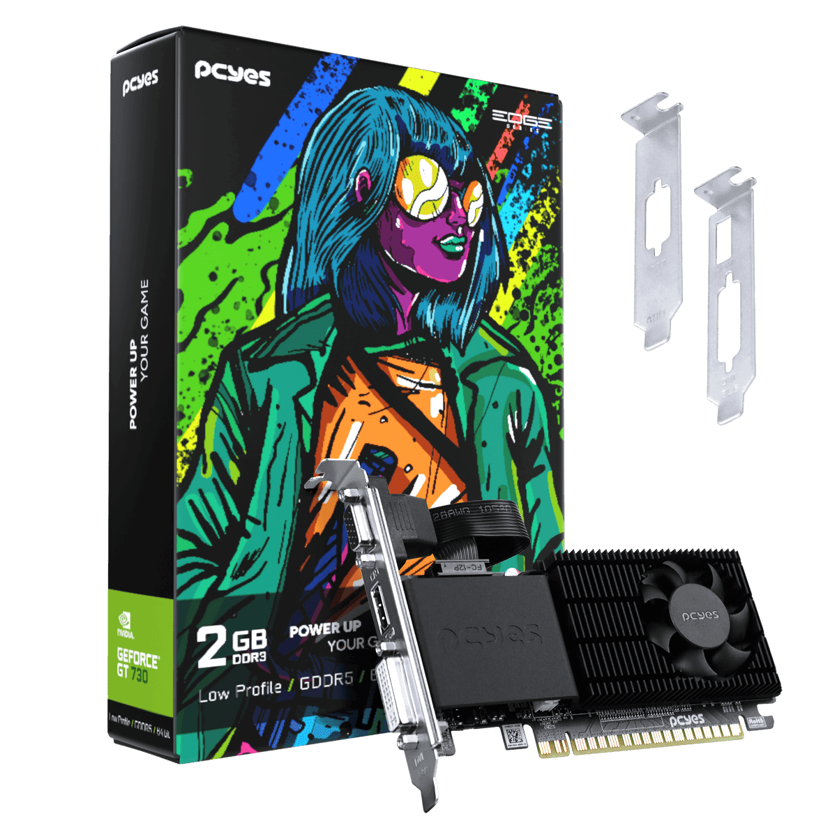 Placa de Vídeo GT730 PCYES 2GB DDR5 64Bits Edge Low Profile Single Fan PVGT730GB2PE