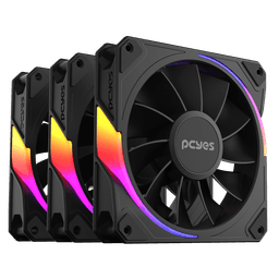 Kit Cooler Fan PCYES Sangue Frio 3 ARGB Black Vulcan Reverse 120mm K3ARGBSF3RVBR 1
