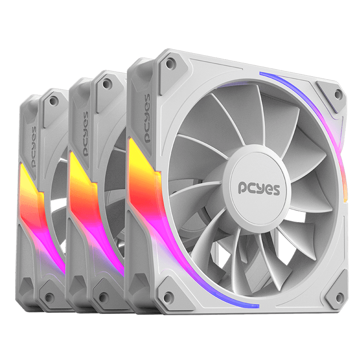 Kit Cooler Fan PCYES Sangue Frio 3 ARGB White Ghost Reverse 120mm 2200RPM 60CFM K3ARGBSF3WGRVBR