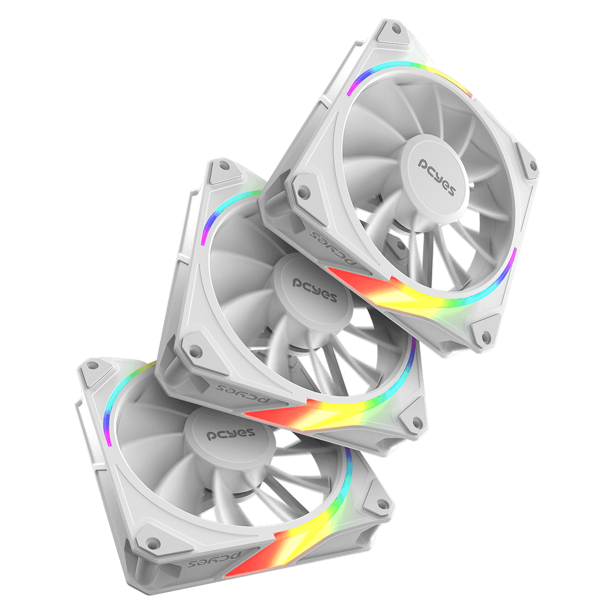 Kit Cooler Fan PCYES Sangue Frio 3 ARGB White Ghost Reverse 120mm 2200RPM 60CFM K3ARGBSF3WGRVBR em destaque