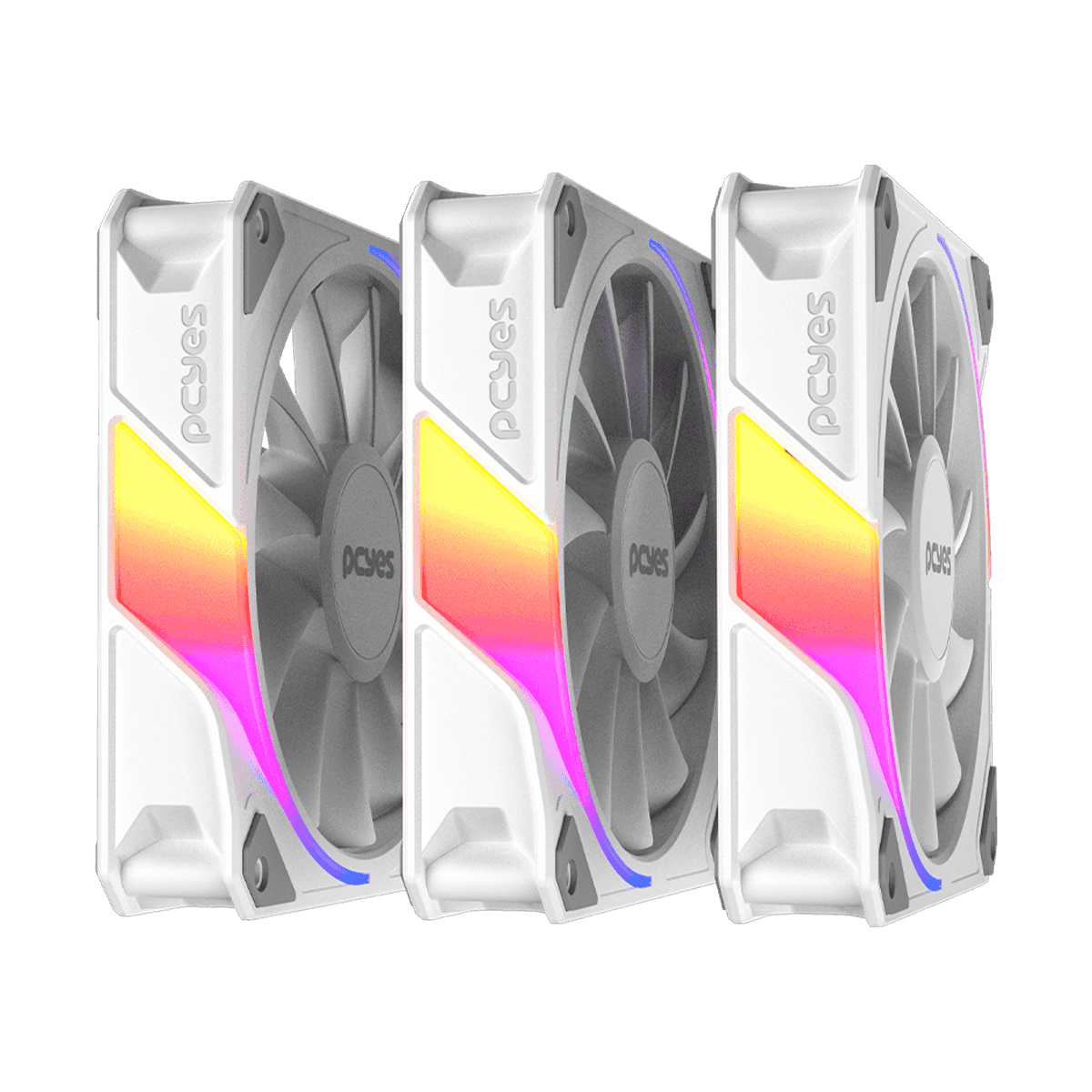 Kit Cooler Fan PCYES Sangue Frio 3 ARGB White Ghost Reverse 120mm 2200RPM 60CFM K3ARGBSF3WGRVBR detalhe