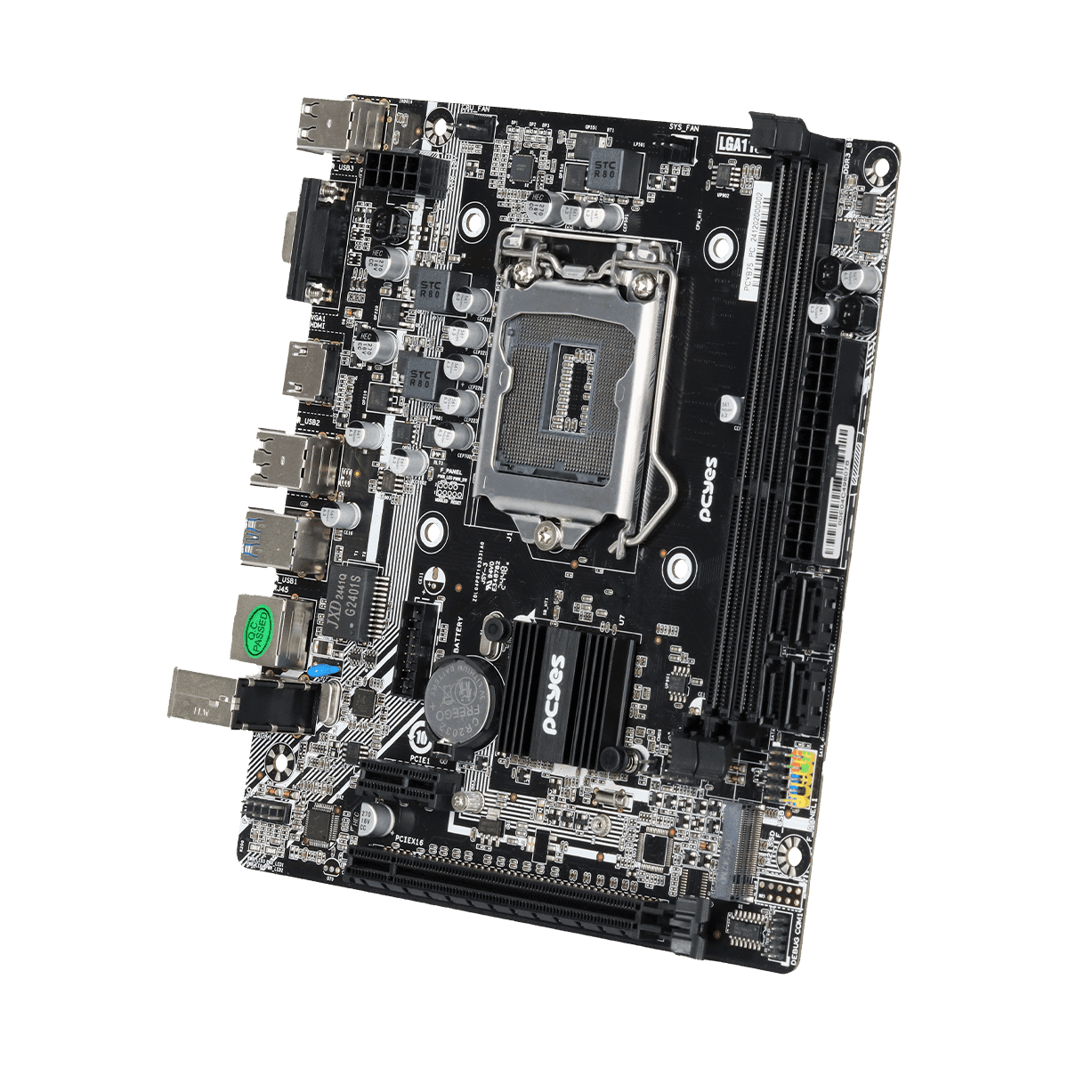 Placa-mãe PCYES B75 LGA1155 DDR3 M.2 NVMe M-ATX PCYB75-3G16 em destaque
