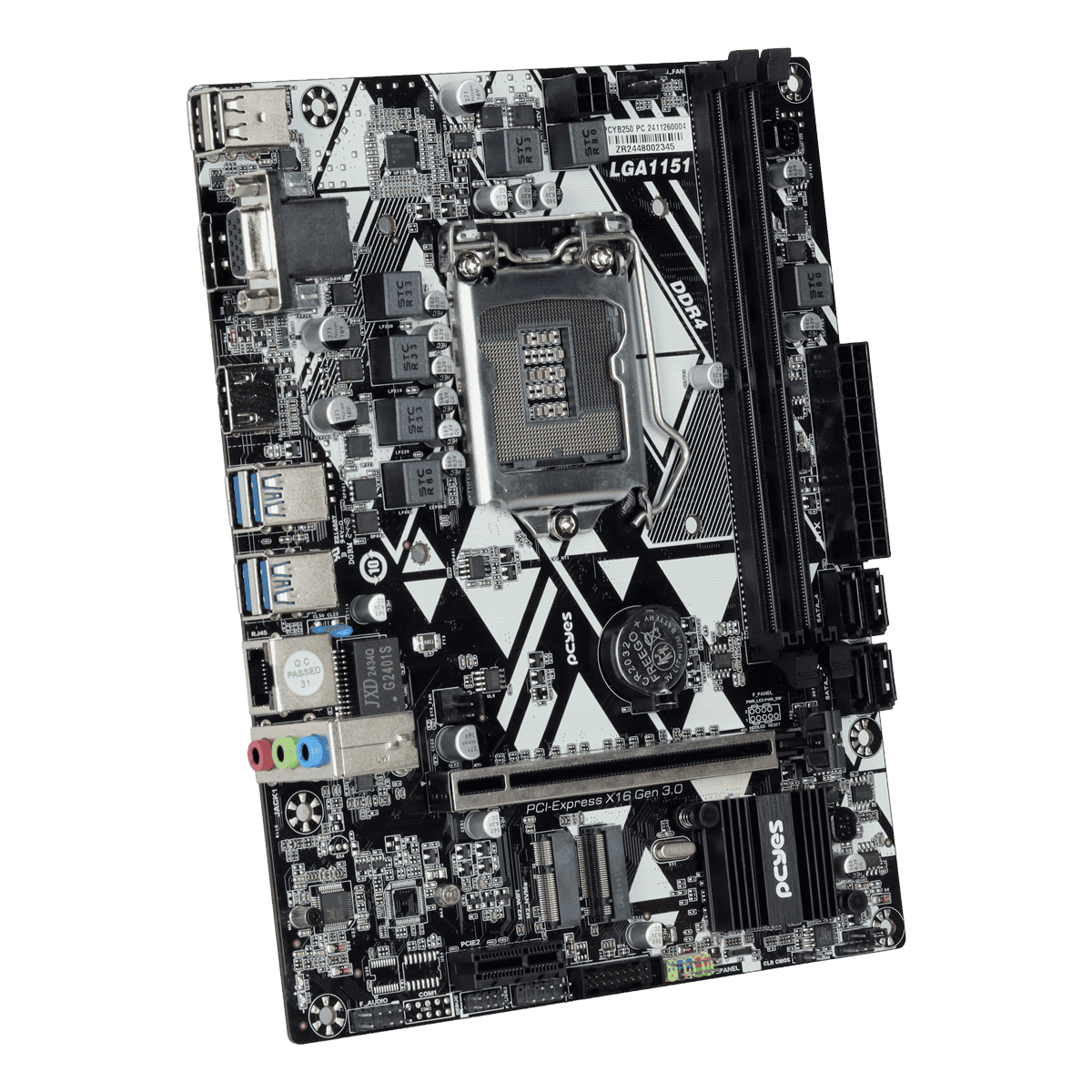 Placa-mãe PCYES B250 LGA1151 DDR4 M.2 NVMe M-ATX PCYB250-9G64 em destaque