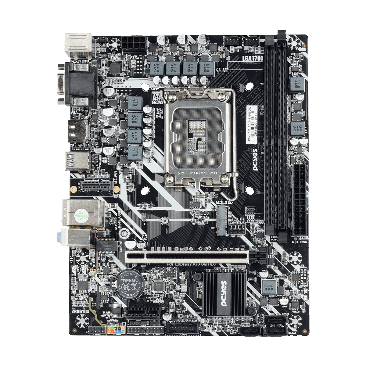 Placa-mãe PCYES H610 DDR4 M.2 NVMe LGA1700 M-ATX PCYH610-14G64 detalhe