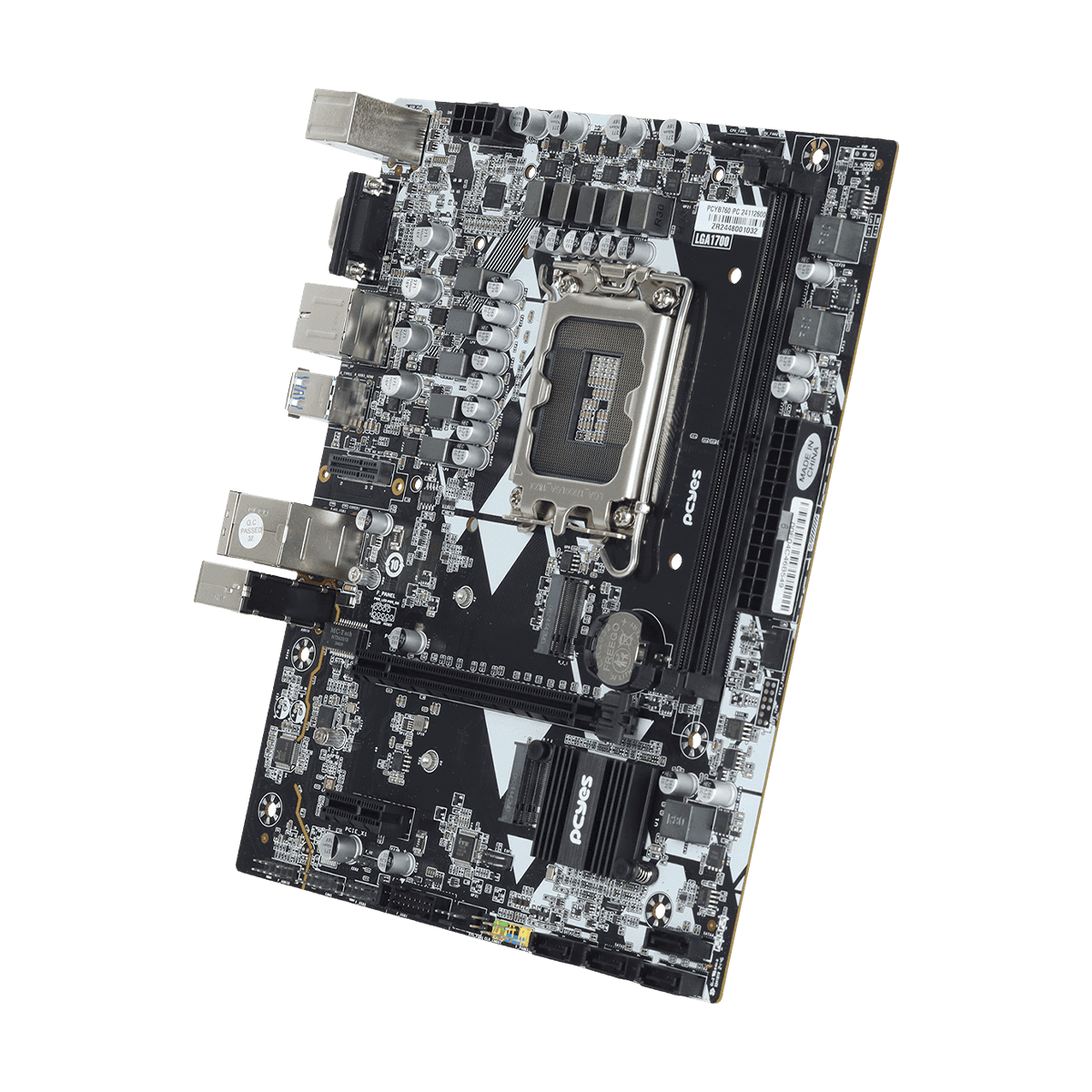 Placa-mãe PCYES B760 DDR5 M.2 NVMe LGA1700 M-ATX PCYB760-14G64 em destaque
